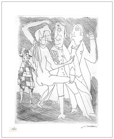 MINO MACCARI Siena 1898 – Roma 1989 Senza titolo Acquaforte es.16/45. Firma...