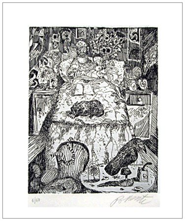 ANTONIO POSSENTI Lucca 1933 – Lucca 2016 Stanza da letto Acquaforte es.6/60....