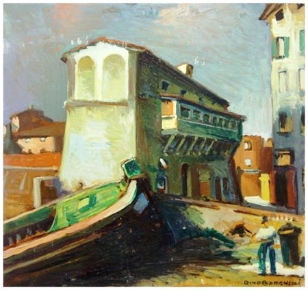 DINO BANCHELLI Livorno 1903 – Livorno 1974 Senza titolo Olio su faesite 58 x...