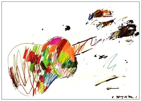 GIUSEPPE CHIARI Firenze 1926 – Firenze 2007 Chitarra Pittura e tec. mista su...