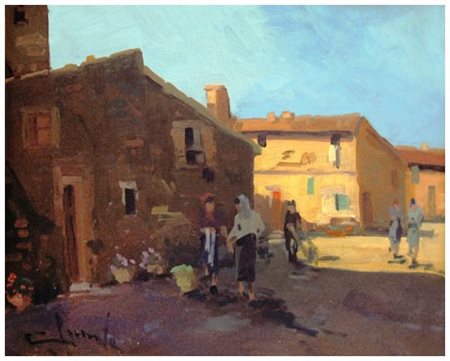 VILLY CLEMENTE Livorno 1923 – Livorno 1999 Rustico Olio su tavola 27 x 37....