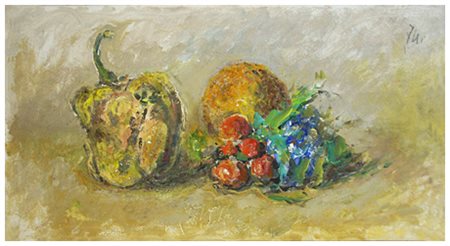 FEDERICO CRESCI Livorno 1941 Senza titolo Olio su cartone 23,5 x 43,2. Firma...