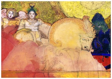 RAFFAELE DE ROSA Podenzana 1940 Cavaliere 2010 Pittura, e tec. mista su...