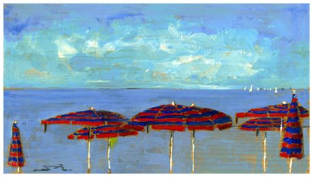 MASSIMO LOMI Livorno 1953 Solo mare 2016 Tempere su tavola 18 x 30. Firma in...