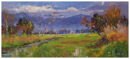 GIAMPIERO NOVELLI Livorno 1954 Senza titolo Olio su tavola 15 x 33. Firma in...