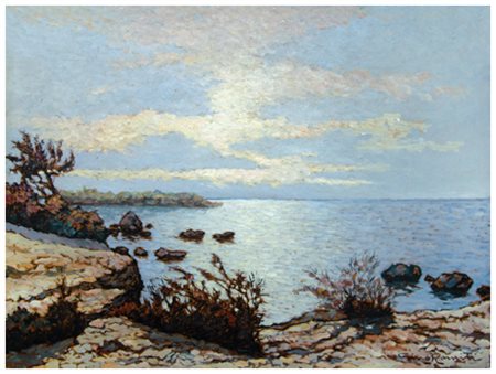 GINO ROMITI Livorno 1881 – Livorno 1967 Mattina Olio su faesite 30 x 40....