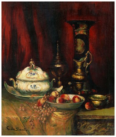 GIUSEPPE DE SANCTIS Napoli 1858 – Napoli 1924 Senza titolo Olio su cartone...