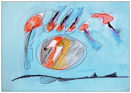 SERGIO DANGELO Milano 1932 Minaccia 1965 Tec. mista su tela juta cartonata 35...