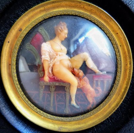 SCULTURA In cera "Scena erotica" - cm 6.2 - sec XIX - Francia