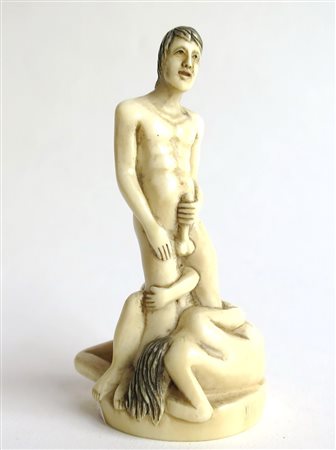 STATUA In avorio "Scena erotica" - cm 8.8 x 4 - Francia