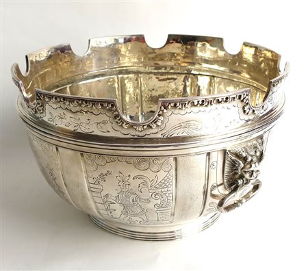 BOWL In argento con porta bicchieri Sterling h: cm 16,5 diam. cm 28 g. 2360