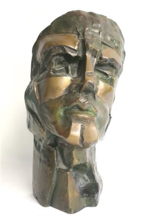 WOLMER CANTONI (1946) scultura in bronzo viso di uomo firmata e numerata 2/9...