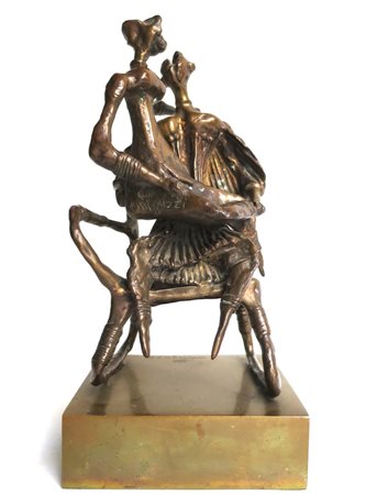 LUCIANO MINGUZZI (Bologna 1911 – Milano 2004) scultura in bronzo "due Figure"...