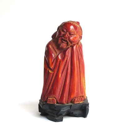 SCULTURA Scultura in avorio "santone" H: cm 8,5 Cina