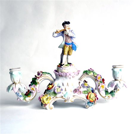 DOPPIERE in porcellana policroma H. cm 20 Germania