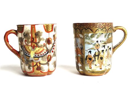 CAPPIA TAZZINE due tazzine in porcellana H: cm 6,5 difetti Giappone