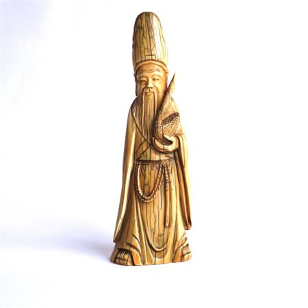 FIGURA Figura in avorio "santone"£ H: cm 17,5