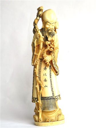 SCULTURA Scultura in avorio "santone" H: cm 33 Cina