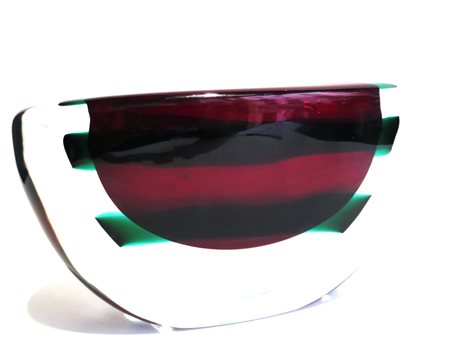 SALVIATI vaso in vetro sommerso bicolor manifattuta italiana Salviati design...