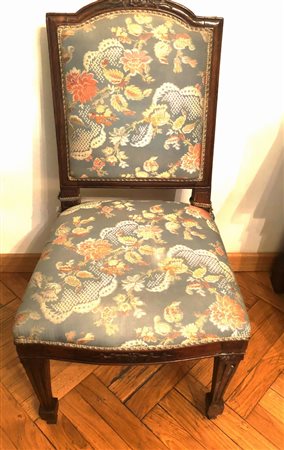 SEDIE Coppia sedie con seduta e schienale imbottiti - legno di noce -...