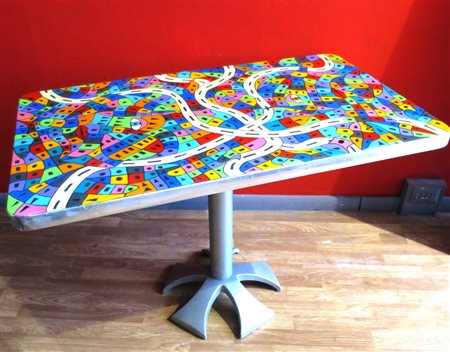 TAVOLO Tavolo gioco "Le strade del mondo" - Legno dipinto e resina con...