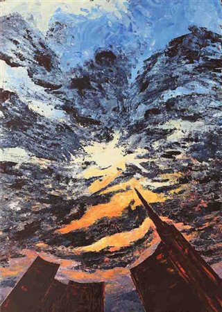 PIERLUCA BENCINI Acrilico su cartone "l'ora che volge al desio" cm 100x70...