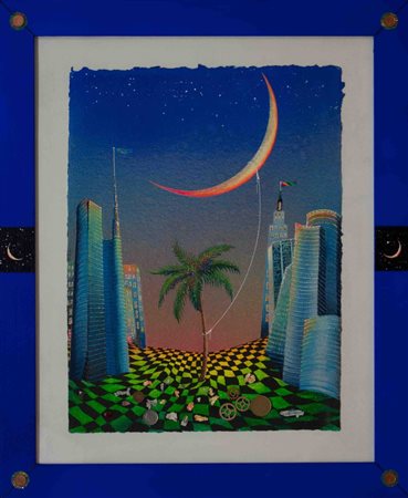 MELONISKI DA VILLACIDRO Tecnica mista su carta "oasi surreale" cm 60x70