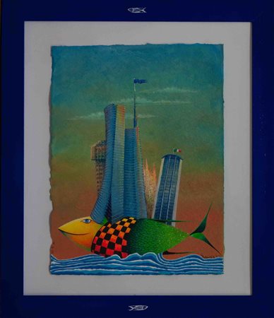 MELONISKI DA VILLACIDRO Tecnica mista su carta "pesce sognatore" cm 60x70