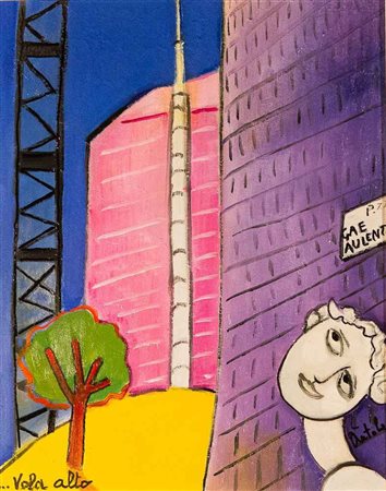 ANNA ANTOLA Tecnica mista su tela "P.zza Gae Aulenti" cm 40x50 Pubblicata sul...