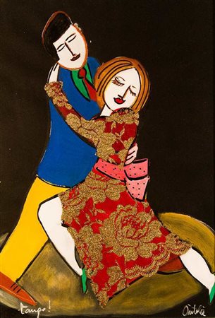 ANNA ANTOLA Tecnica mista su carta "Tango" cm 35x51,5