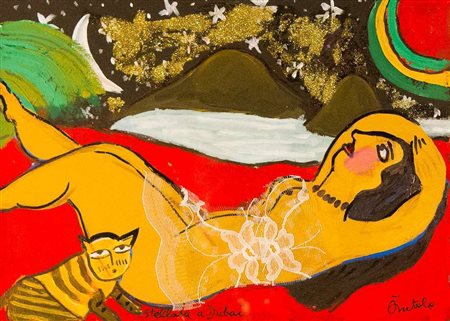 ANNA ANTOLA Tecnica mista su carta "stellata di Dubai" cm 35x51,5