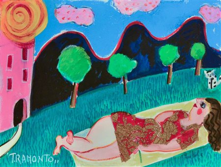 ANNA ANTOLA Tecnica mista su carta "tramonto" cm 28x38