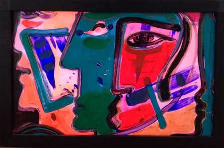 CARLO MASSIMO FRANCHI Tecnica mista su plexiglass con illuminazione "stargate...