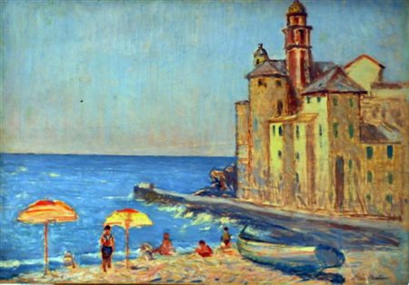 GIOVANNI MALESCI Dipinto olio su tavola "Camogli" 1951 cm 49x34 Pubblicato su...