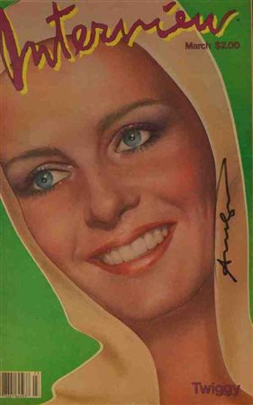 ANDY WARHOL Rivista firmata "Interview Twiggy (March 1983)" cm 27x42,5...