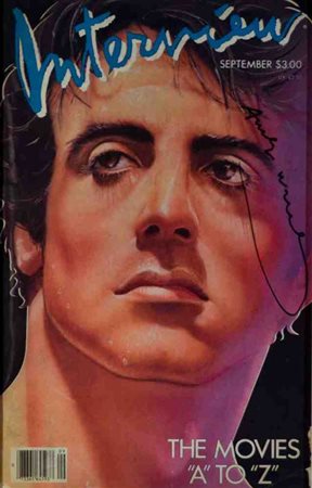 ANDY WARHOL Rivista firmata "Interview Sylvester Stallone (September 1985)"...