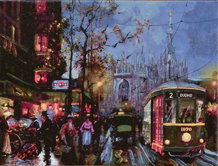 PISATI DA MIOLANO Retouché su tela "el Dom" cm 24x18