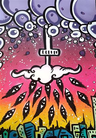 LA PUPAZZA Spray su carta "rubinetto di occhi" cm 50x70