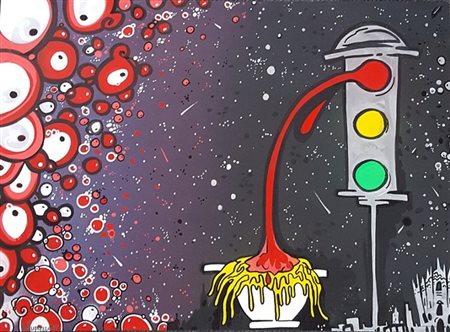 LA PUPAZZA spray su carta "semaforosugo" cm 50x70