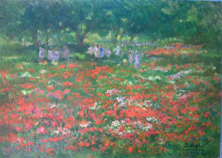 DANIELA PENCO Dipinto olio su tela "papaveri" cm 50x70