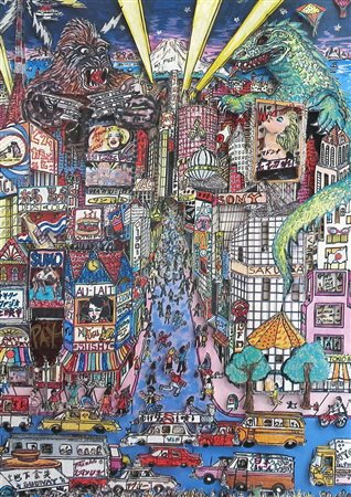 CHARLES FAZZINO Charles Fazzino 1955 - "Invasion of Ginza" - serigrafia a...