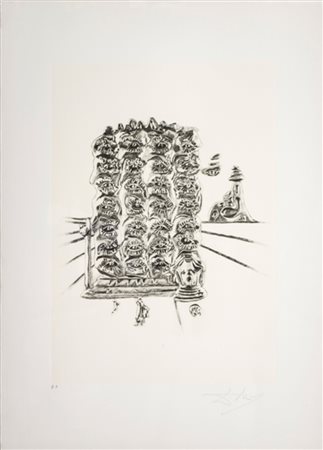 SALVADOR DALI' Fotoincisione litografica "genesi" cm 70x50 Tratta da disegni...