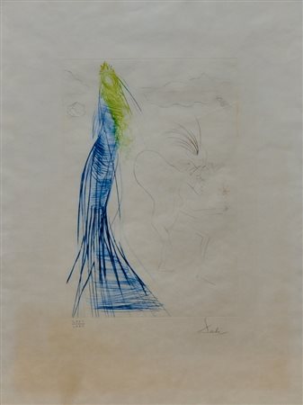 SALVADOR DALI' Acquaforte a colori firmata a mano e numerata LXXII/LXXV...