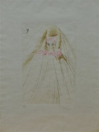SALVADOR DALI' aquaforte a colori firmata a mano e numerata LVII/LXXV tratta...