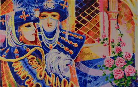 ATHOS FACCINCANI Serigrafia p.a. "Carnevale Veneziano" cm 100x70 firmato a...