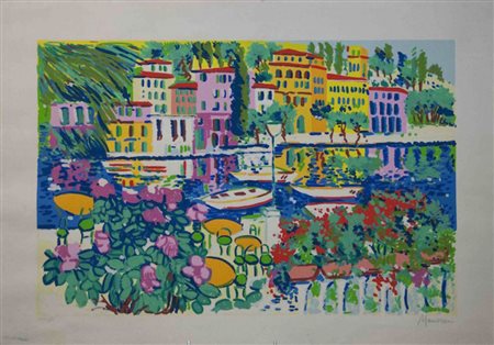 ATHOS FACCINCANI Serigrafia XXXIII/L "Portofino" cm 70x100 firmato a matita e...