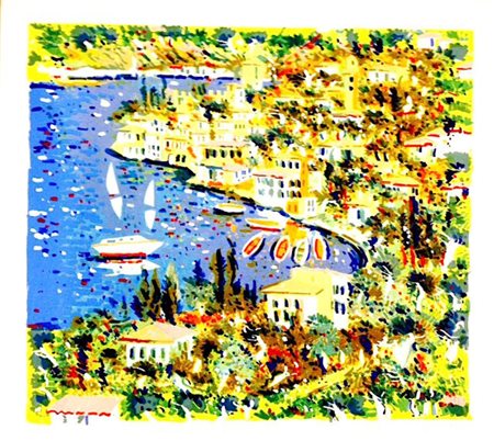 ATHOS FACCINCANI Serigrafia 40/150 "Lago a Malcesine" cm 80x70 firmato a...