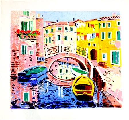 ATHOS FACCINCANI Serigrafia 137/150 "Venezia" cm 110x100 firmato a matita e...