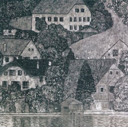 GUSTAV KLIMT collotipia su carta "Casa su l'Attersee" cm 30x32 Pubblicato su...