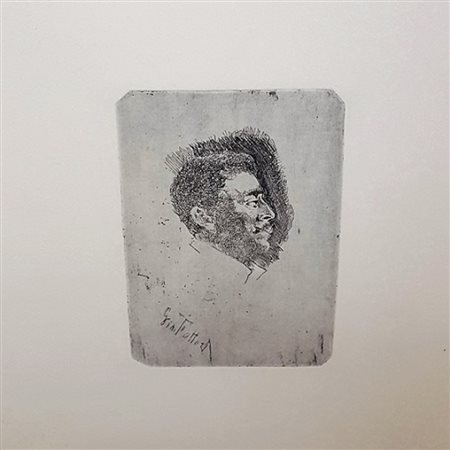 GIOVANNI FATTORI Acquaforte " testa d'uomo" cm 13,5x19,5 Edizione inedita...